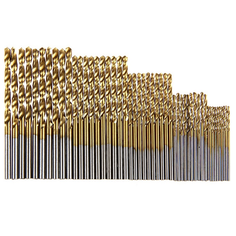 Bộ 50/100 mũi khoan xoắn bằng titan phủ HSS tốc độ cao