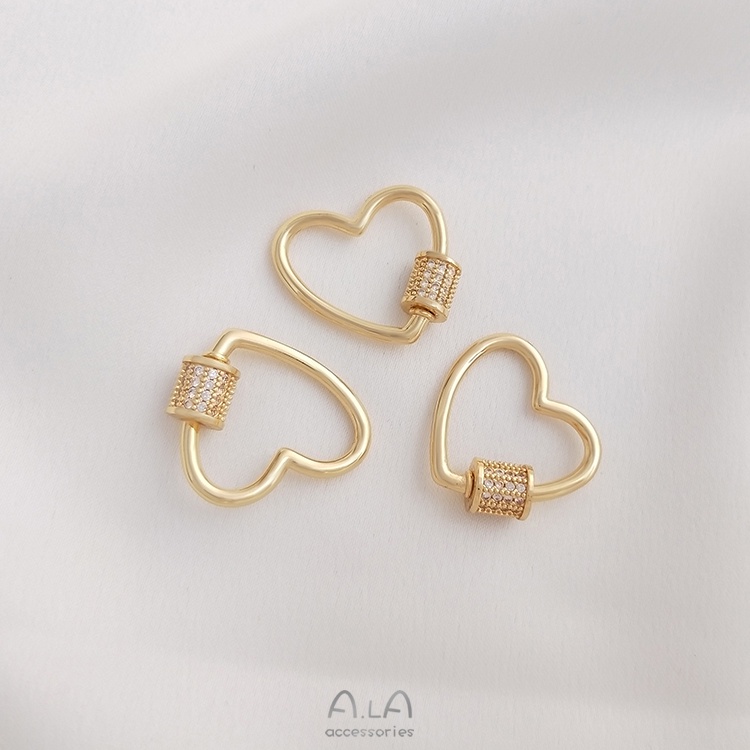 Phụ Kiện Mặt Dây Chuyền Bằng Đồng 14K Hình Oval Trái Tim Năm Cánh Đính Đá Zircon diy