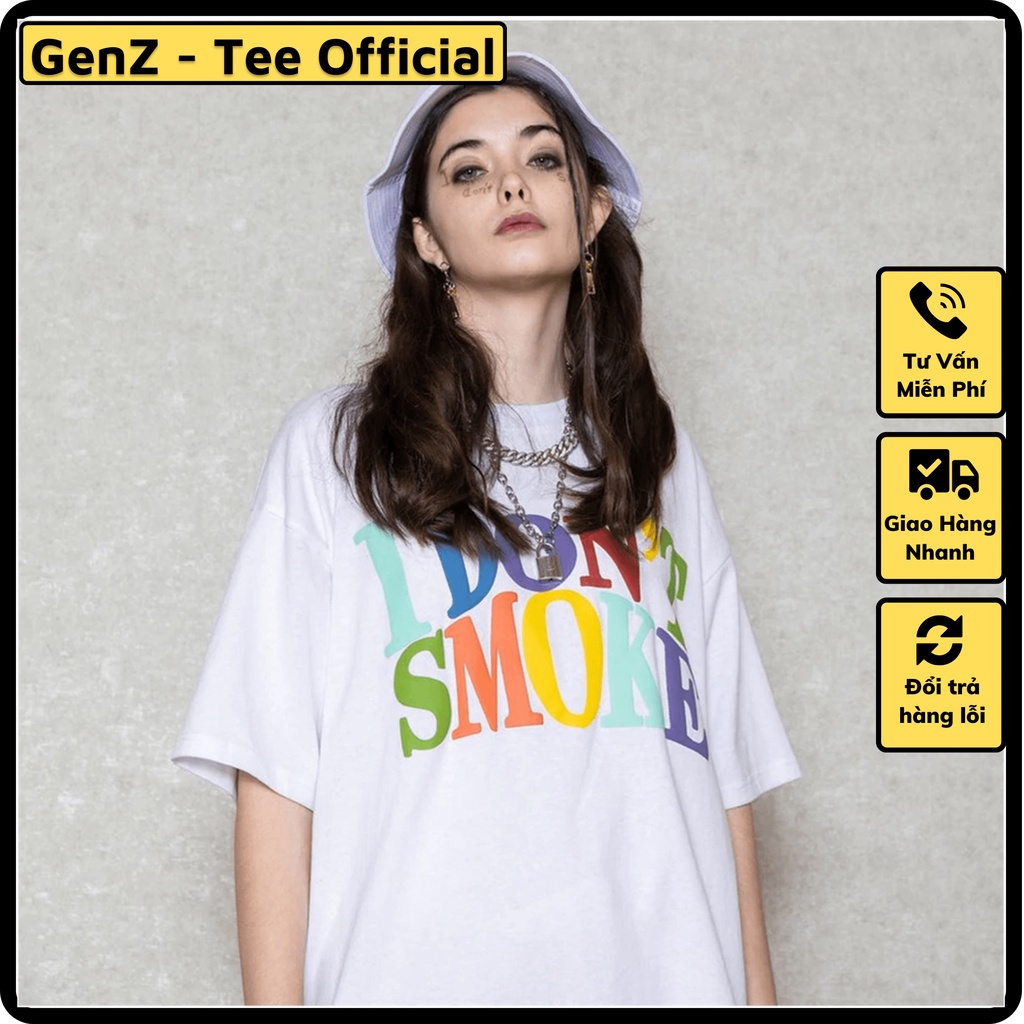 Áo chữ I DON'T SMOKE mặc phong cách trẻ trung, vải cao cấp nam nữ mặc form cực đẹp