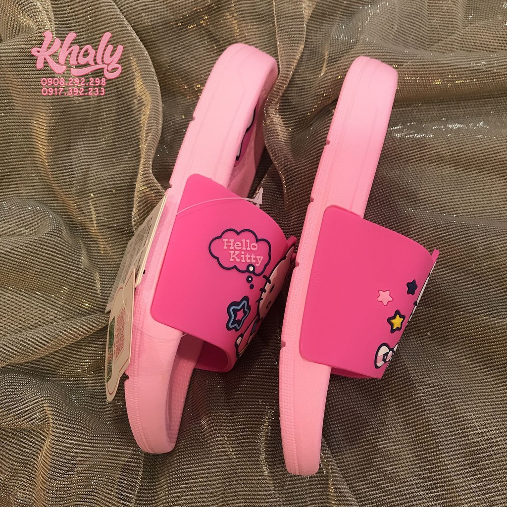 Dép quai ngang hình Mèo Hello Kitty ôm cây kem, màu hồng đậm có size kép [S34,35] [S36,37] siêu hot cho trẻ em, bé gái