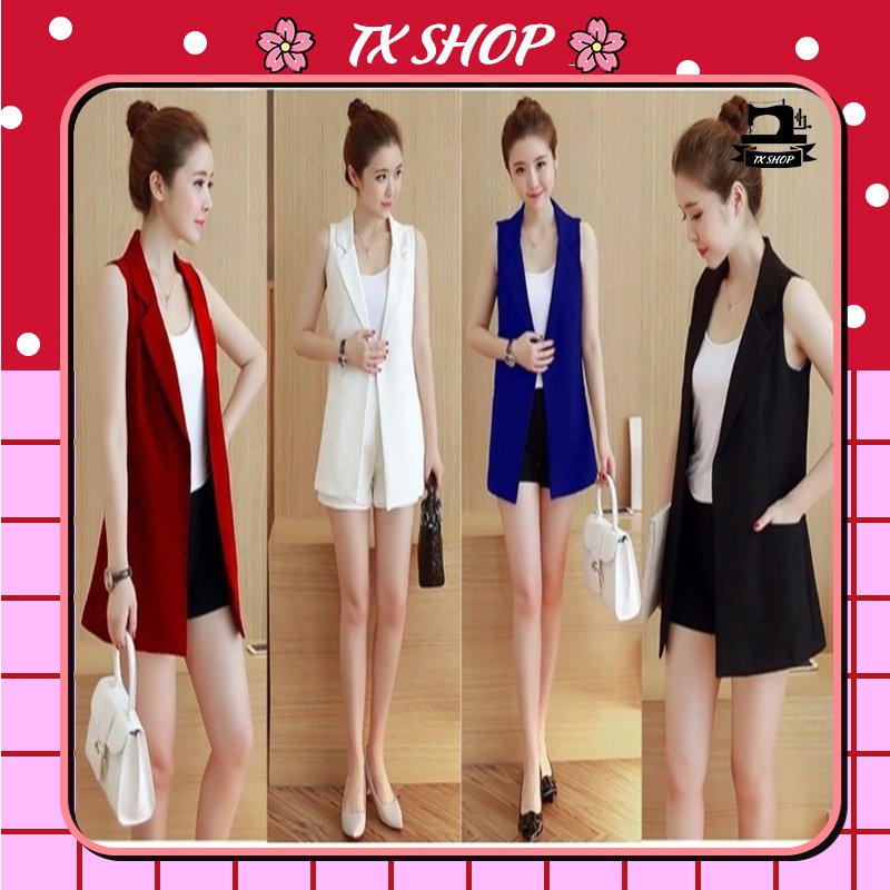 ✌Áo khoác blazer Nữ From dài ghile không tay đi dự tiệc, dạo phố chơi, quẩy bar sang chảnh