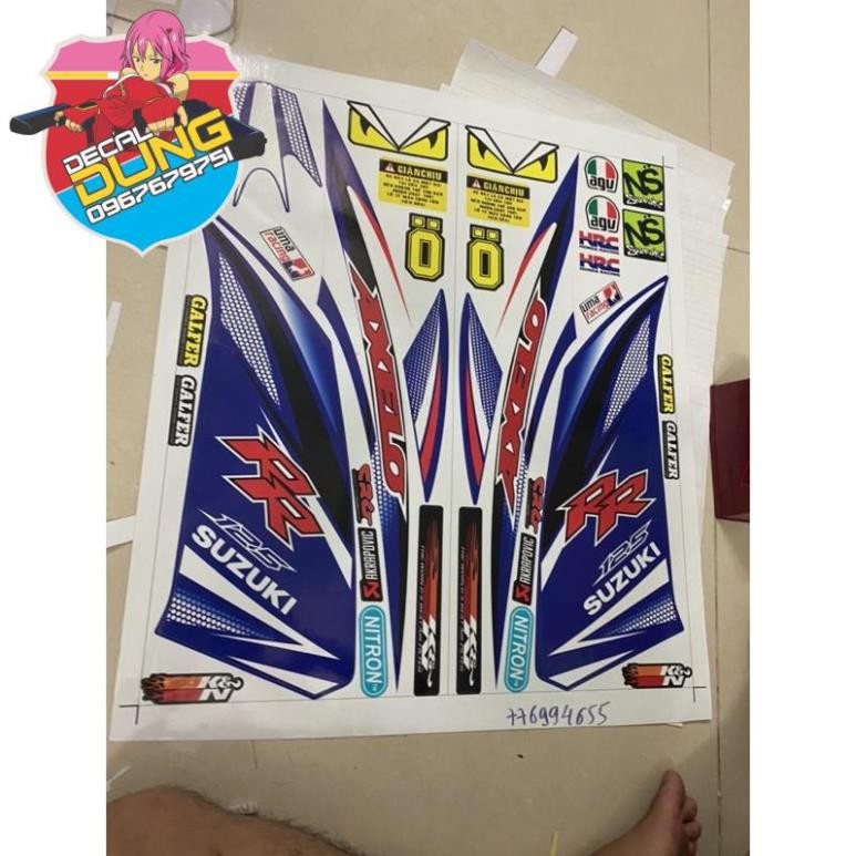 Tem xe Axelo 125 RR trắng xanh gp