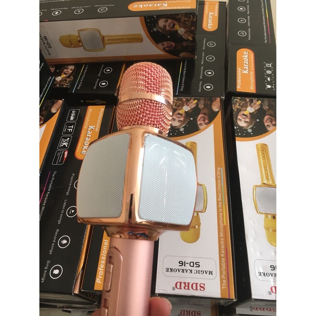 Micro karaoke bluetooth mini cầm tay GrownTech SD 16 đa năng âm thanh chuẩn âm bass to kết nối blutooth