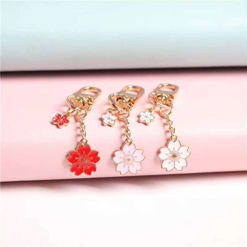 Móc Khóa Kim Loại Hình Hoa Anh Đào Xinh Xắn