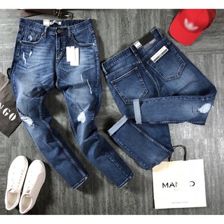 QJMG008 💖💖 Quần Jean XANH ĐẬM RÁCH + XƯỚC Mẫu Jean 💖đẹpcháyhàng 👆🏻 form slim-fit ôm vừa , co giãn dáng cực đẹp