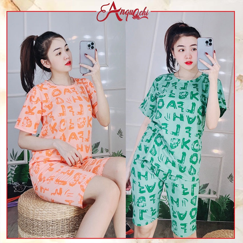 Đồ Bộ Nữ Mặc Nhà Anquachi Thể Thao Đẹp Thun Cotton Nữ Mặc Ngủ Ở Nhà Dễ Thương Quần Lửng Cute A070