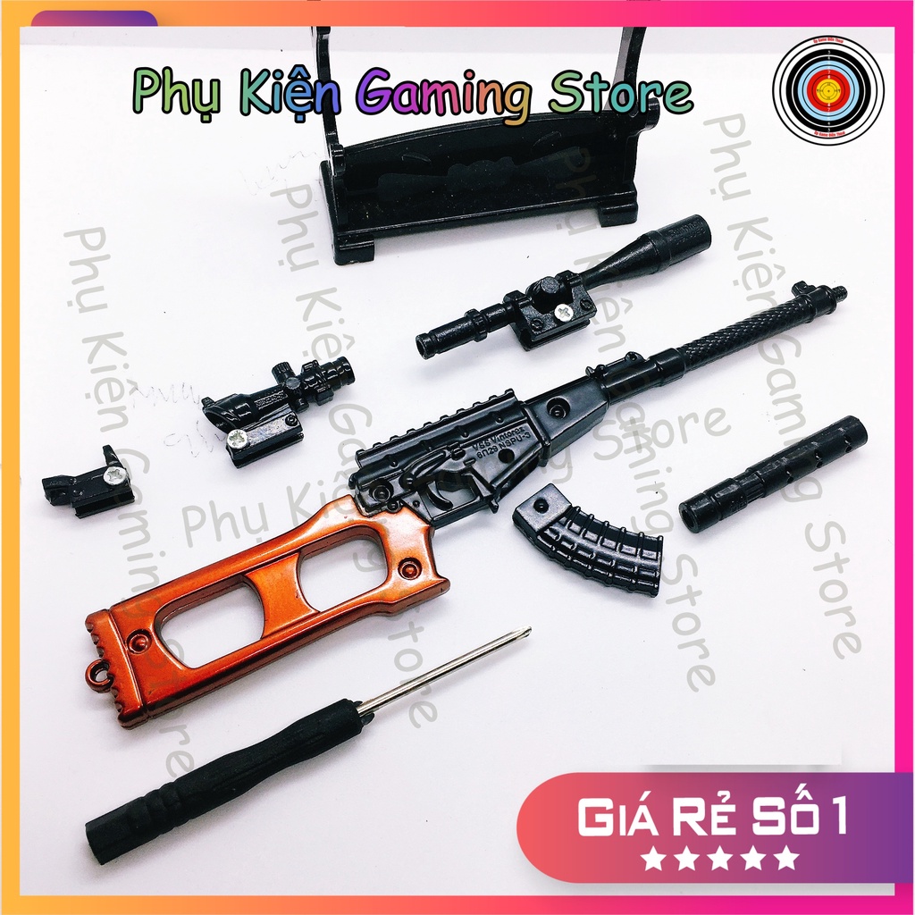 Mô hình súng pubg VSS skin Black Woods hầm hố 20cm CÓ THỂ THÁO RỜI moc khoa pubg hợp kim cao cấp