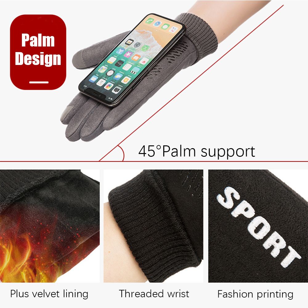 Đôi găng tay hở 2 ngón lót nhung mang chống trượt giữ ấm chống lạnh và gió khi chạy xe cho nam và nữ nhiều màu tùy chọn