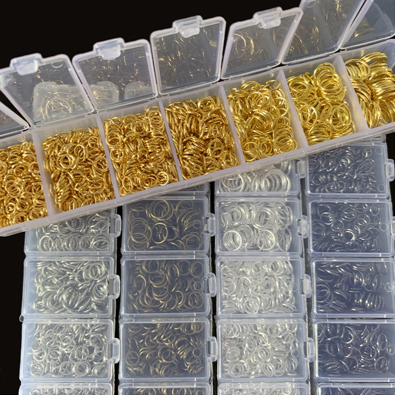 Bộ 1800-2000 vòng nối cỡ kích cỡ 3 4 5 6 7 8mm màu vàng bạc đen đồng dành cho làm đồ trang sức
