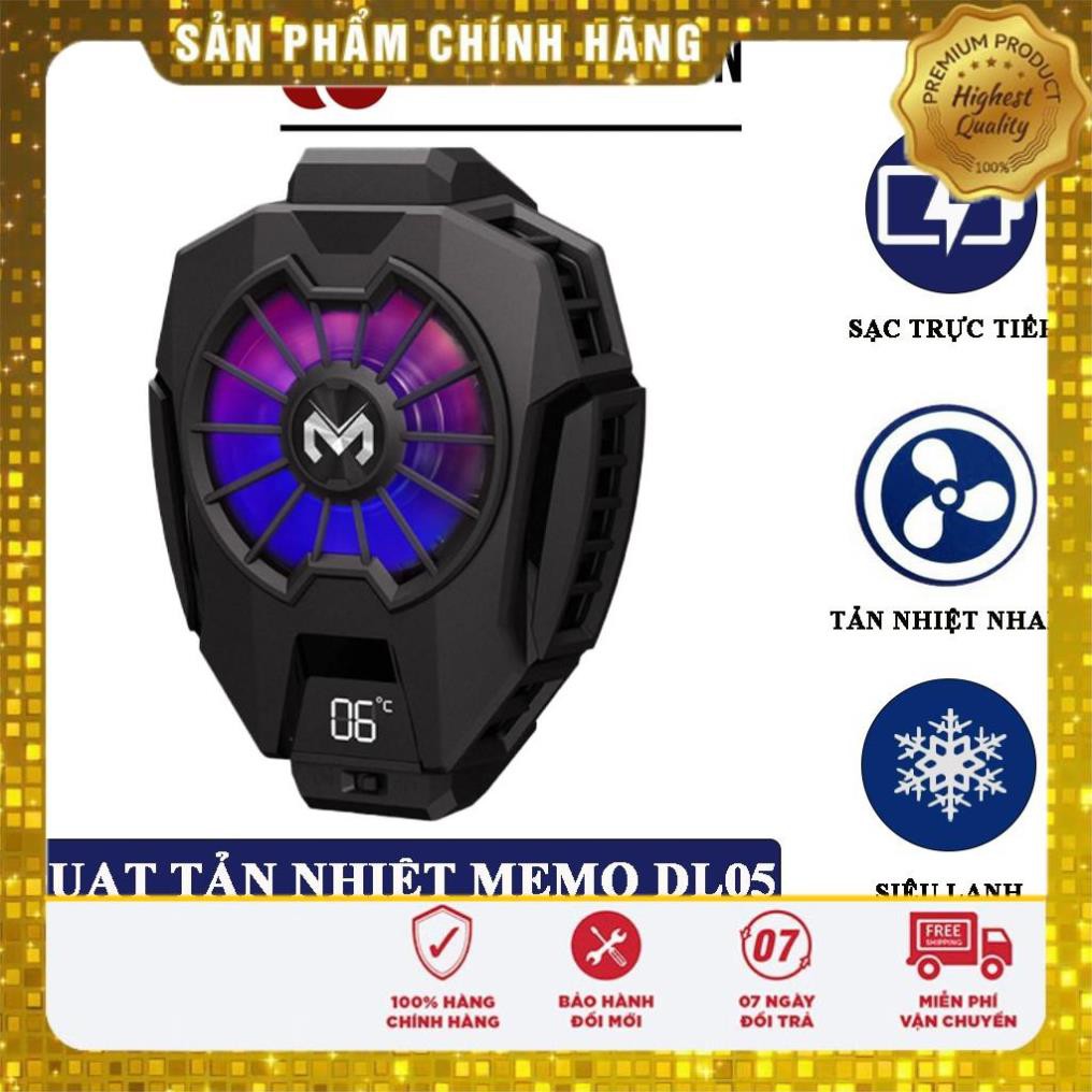 Quạt tản nhiệt điện thoại MEMO DL05 - Siêu lạnh, hiển thị nhiệt độ, LED RGB, Kẹp thu vào 2 chiều