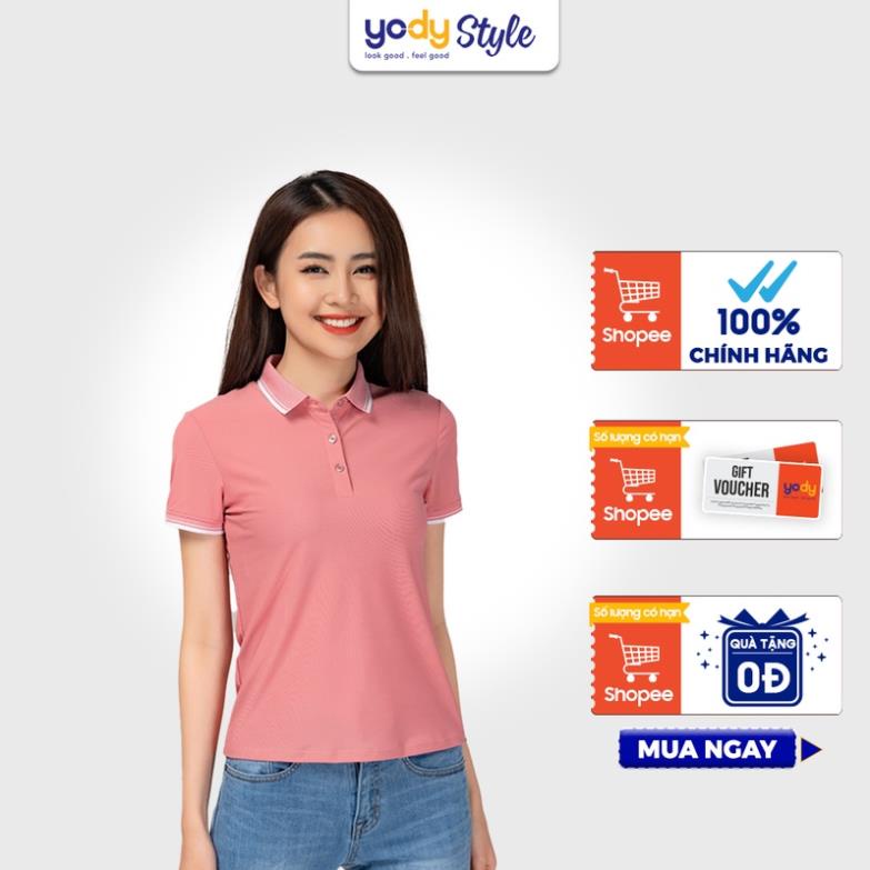 SALE Áo Phông Polo YODY Nữ Airycool Bo Kẻ Mát Lạnh, Thoáng Khí Và Thấm Hút Tốt APN4014