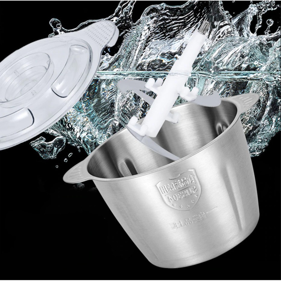 Máy Xay Thịt Đa Năng 2 Tốc Độ - Công Suất 250W - Vỏ Inox 304 Cao Cấp Không Gỉ - Với 4 Lưỡi Dao Sắc Bén - Bảo Hành 1 Năm