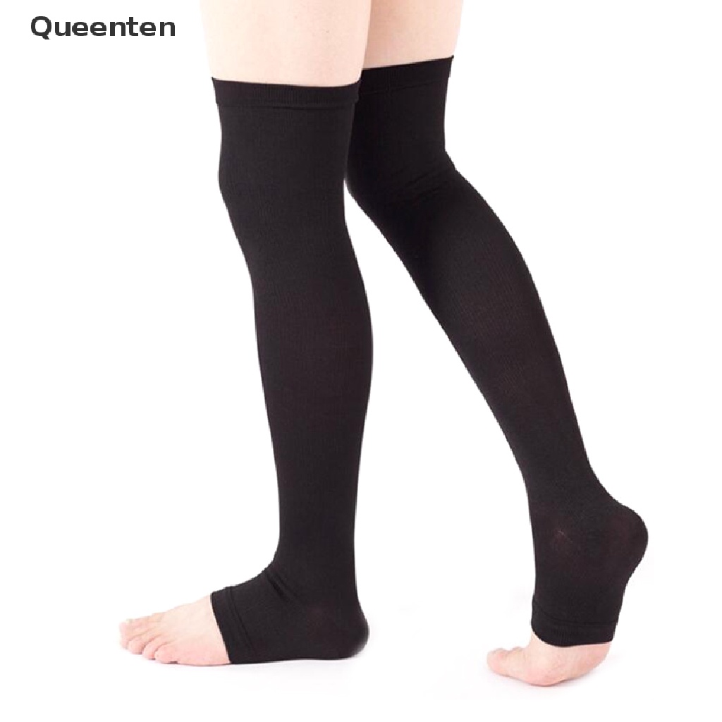 Queenten Compression Socks Thigh High pressure Open Toe Varicose Stockings Men Women QT