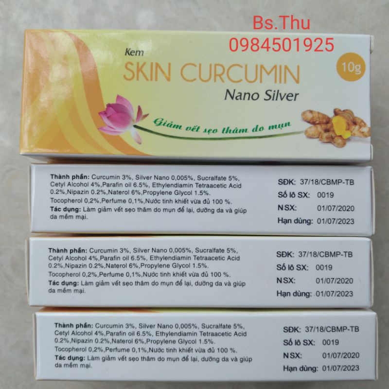 Kem SKIN CURCUMIN NANO SILVER 10g giảm sẹo thâm, dưỡng da mềm mại