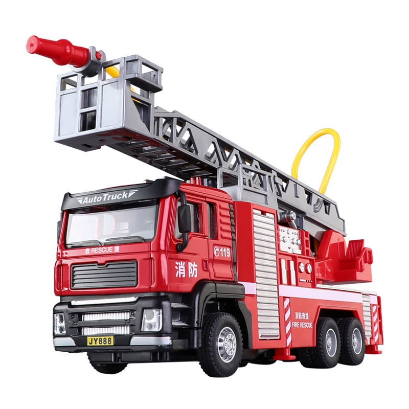 Đồ Chơi Xe Cứu Hỏa Bình Nước Bằng Hợp Kim Mô Phỏng Phun Nước Đám Mây Kỹ Thuật Xe Tải