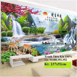 Tranh thêu chữ thập Phong cảnh khổ lớn FJ0777 237*92CM