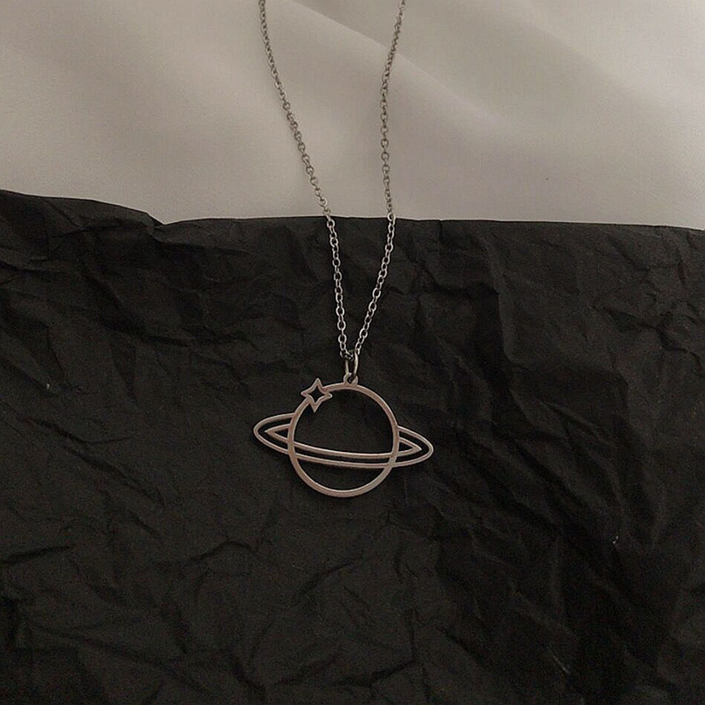 Dây chuyền bằng thép không gỉ thiết kế mặt dây kiểu dáng hành tinh xinh xắn