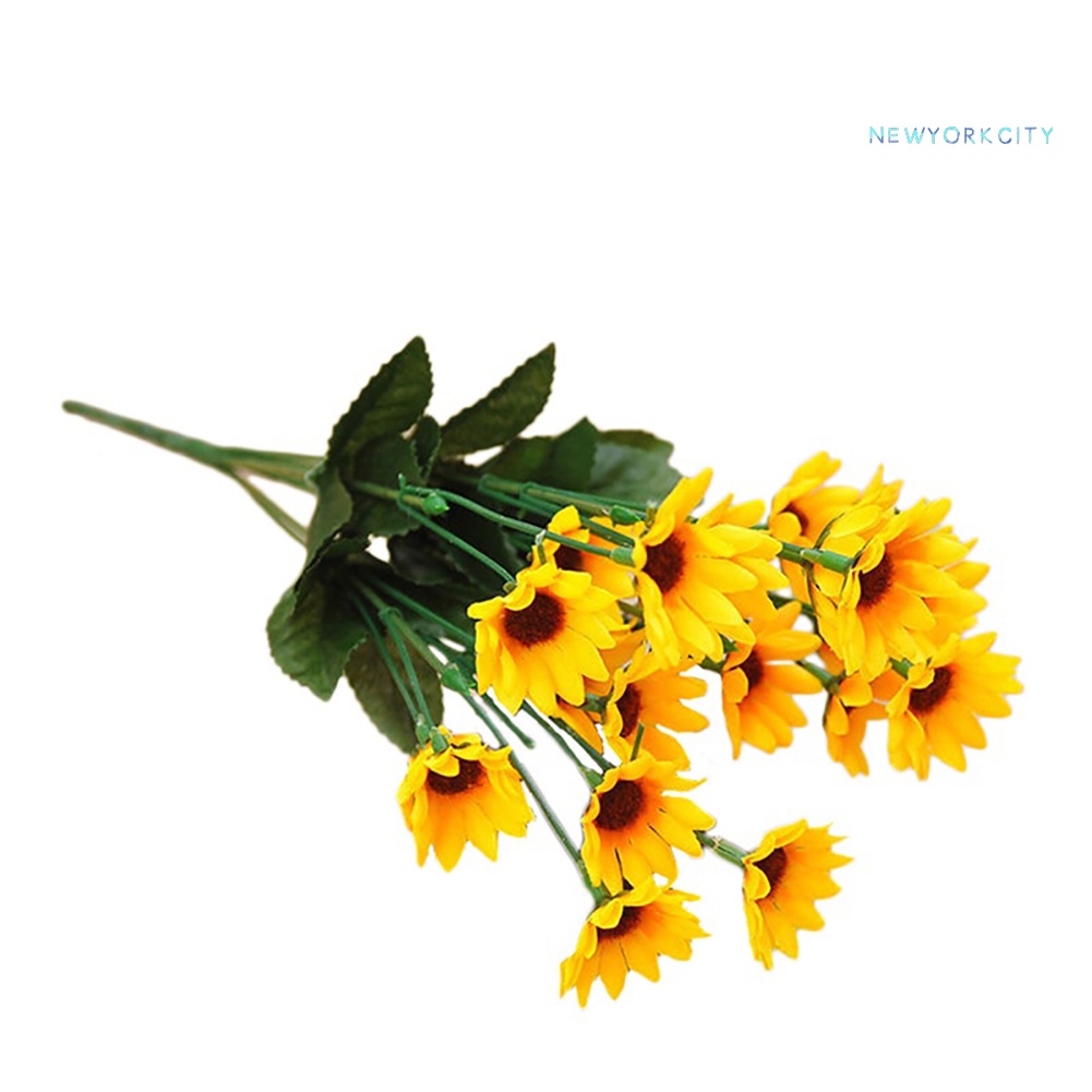 1 Bó 15 Đầu 7 Nhánh Hoa Hướng Dương Nhân Tạo Bằng Lụa Cho Trang Trí