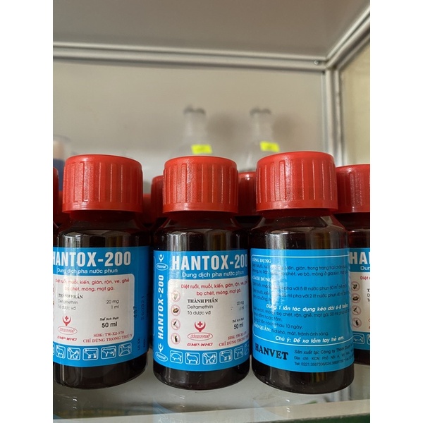 Hantox 200  Diệt ruồi, muỗi, kiến, gián, rận, ve, ghẻ, bọ chét, mòng, mạt gà.