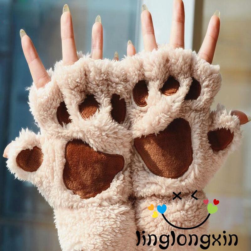 Đôi găng tay hở ngón tạo hình chân mèo dễ thương cho nữ