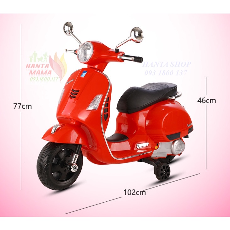 Xe Máy Điện VESPA Q618 Trẻ Em, Moto Điện Cho Bé Mẫu Mới Nhất 2022 Tải Trọng 50kg