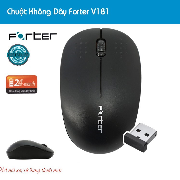 Chuột không dây FORTER V181 ( màu đen ) + PIN