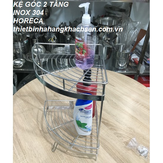 kệ góc 2 tầng inox 304 treo tường để đồ trong phòng tắm