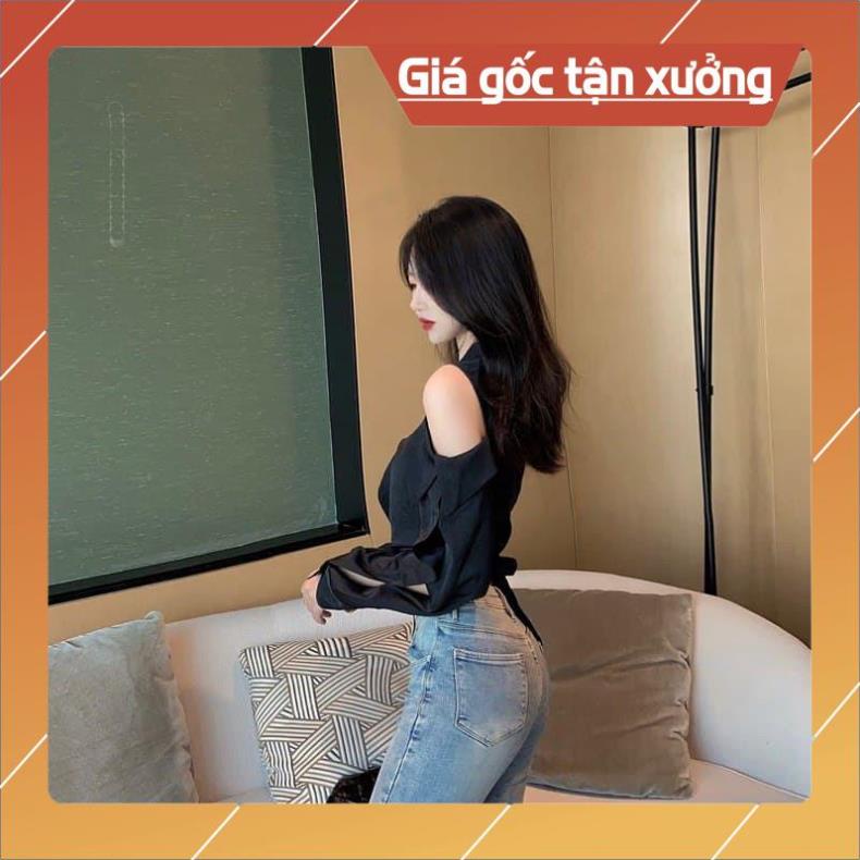 [Hàng Chất Lượng] Áo Sơ Mi Khoét Hở Vai Thắt Dây Eo | BigBuy360 - bigbuy360.vn