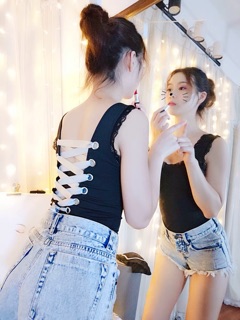 Bodysuit Đan dây chéo tqxk