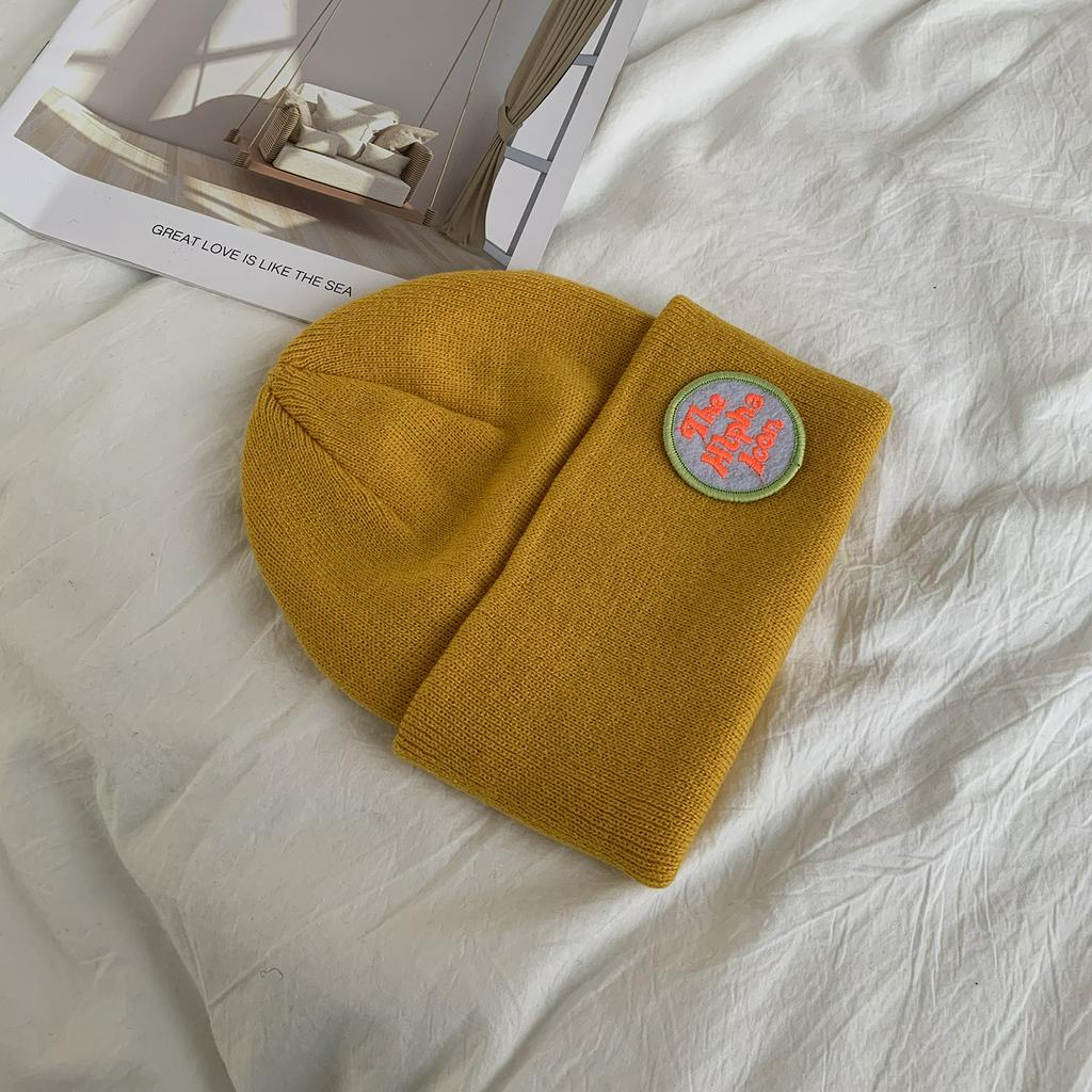 Nón Len Giữ Ấm Gắn Nhãn Chữ Phong Cách Hàn Quốc Thời Trang Thu Đông 22095