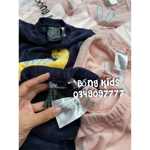 Bộ Nhung Bé Trai &amp; Bé Gái Thêu Hoạ Tiết HaM