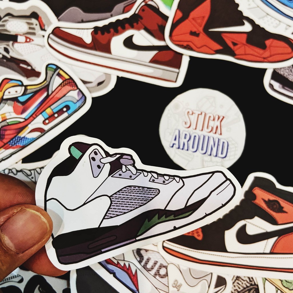 50 sticker giày thể thao sneaker (pvc nhám), decal dán laptop, điện thoại... từ stickaroundvn