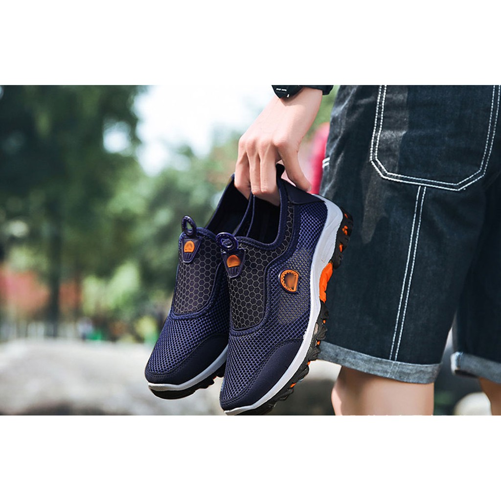 Giày lười vải nam, giày lười dáng thể thao, vải lưới thoáng mát, đế cao su nguyên khối êm, bền, ma sát cao G146