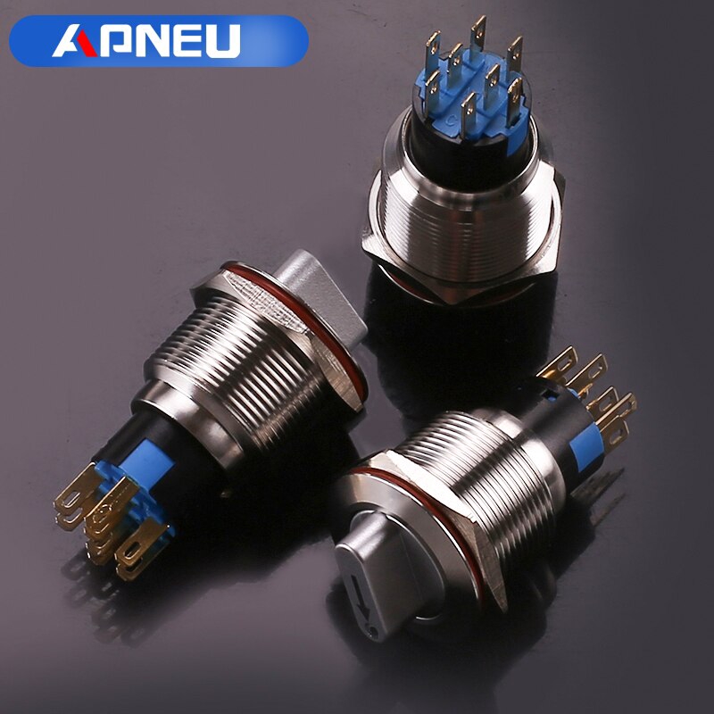 Công Tắc Xoay Bằng Kim Loại Có Đèn led 2-3 Nút 9-24V 19mm 22mm