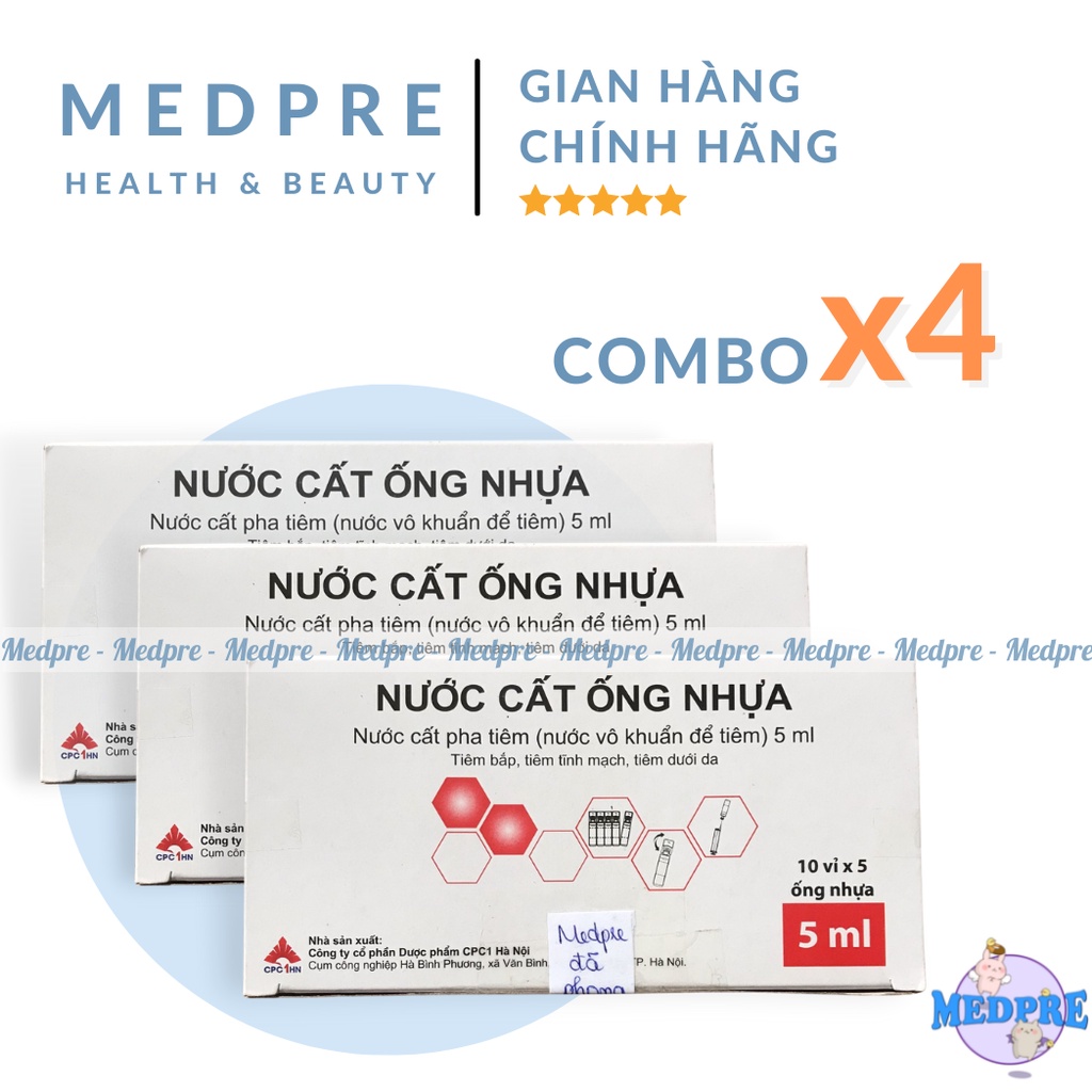 Combo 4 Hộp Nước cất ống nhựa 5ml - Date xa 2026, 2027 - Tiết kiệm