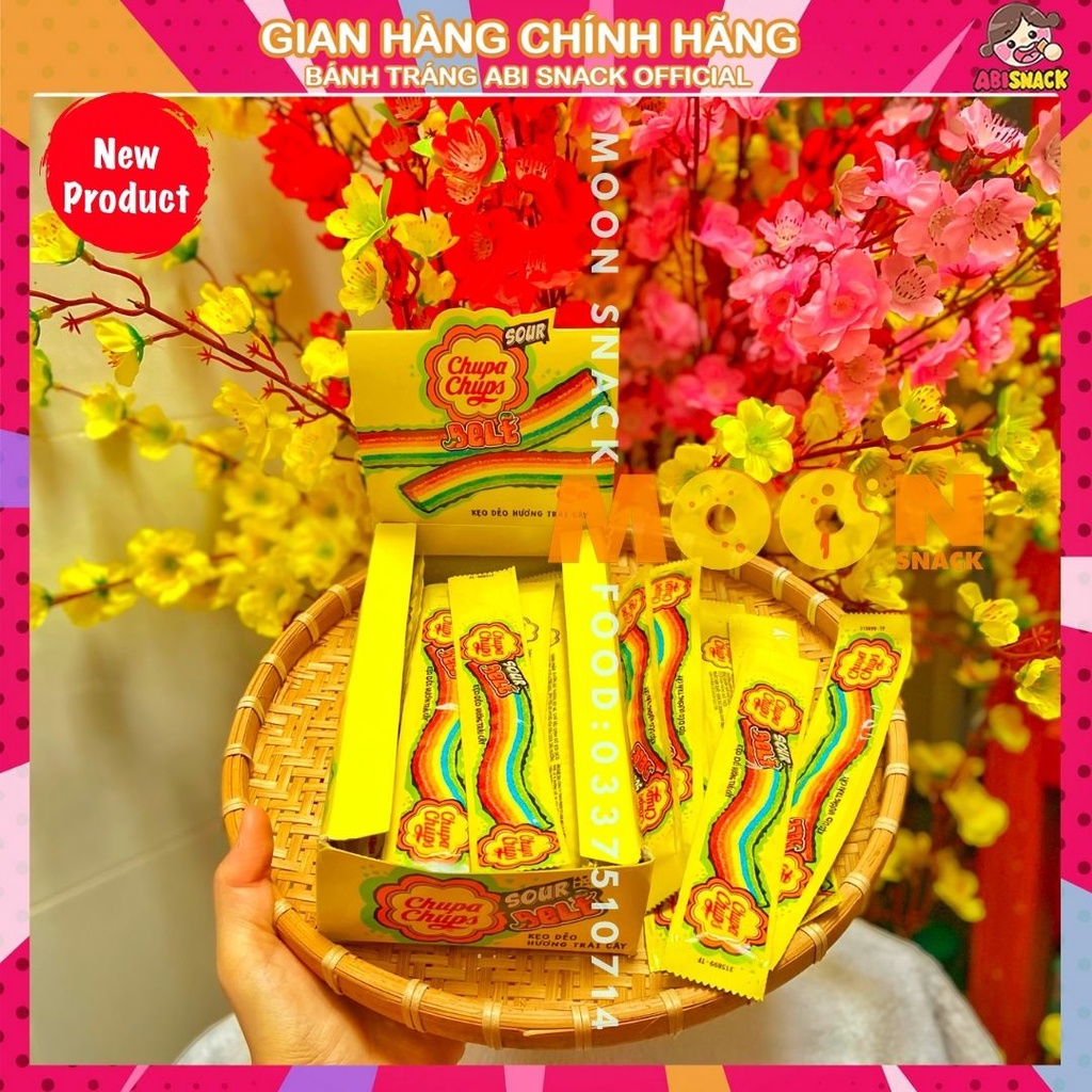 1 cây kẹo dẻo cầu vồng hương trái cây hỗn hợp Chupa chups Sour Belt gói 8g