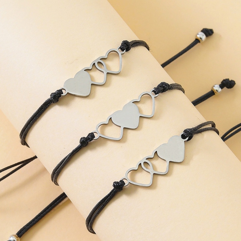 Set 2 / 3 Vòng Tay Dây Bện Mặt Hình Trái Tim Dễ Thương Cho Bạn Thân