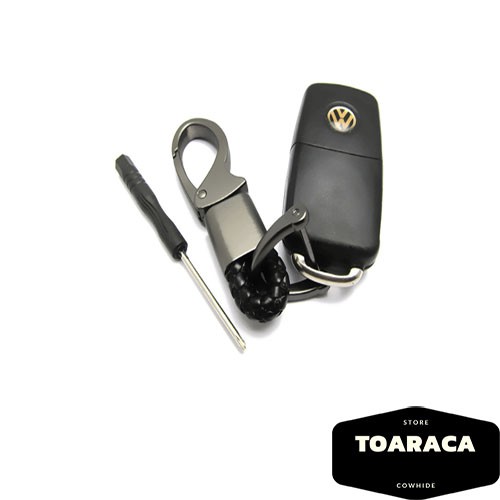 Móc chìa khóa smartkey ô tô, xe máy bằng kim loại Titan hình móng ngựa có dây bện Toaroca thời trang cao cấp cao cấp
