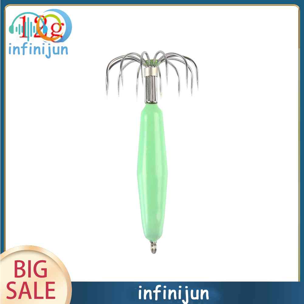 Set 12 Móc Câu Cá Hình Mực Phát Sáng Trong Tối Bằng Nhựa