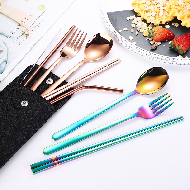 Bộ dụng cụ ăn uống bằng thép không gỉ 304 cao cấp tiện dụng