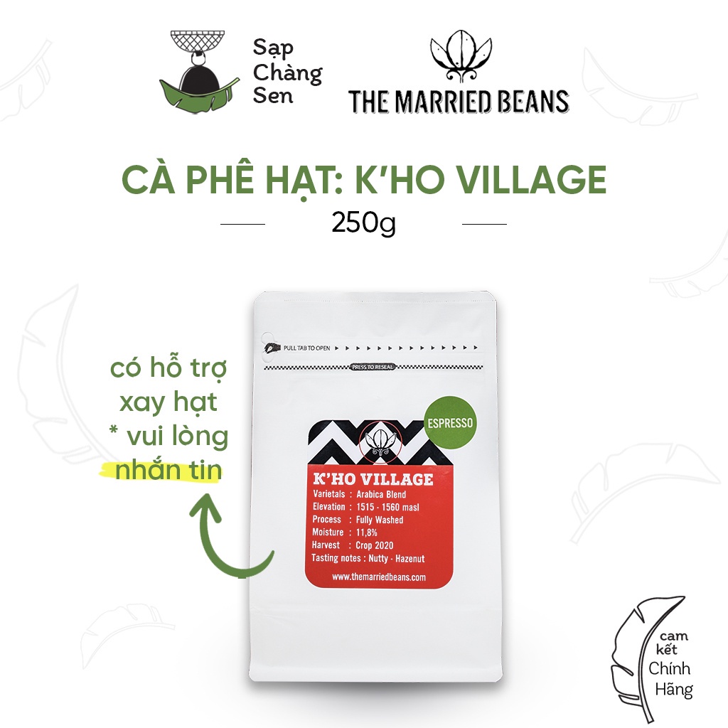 [ Có hỗ trợ xay ] Cà phê Arabica nguyên hạt (The Married Beans) - 250g