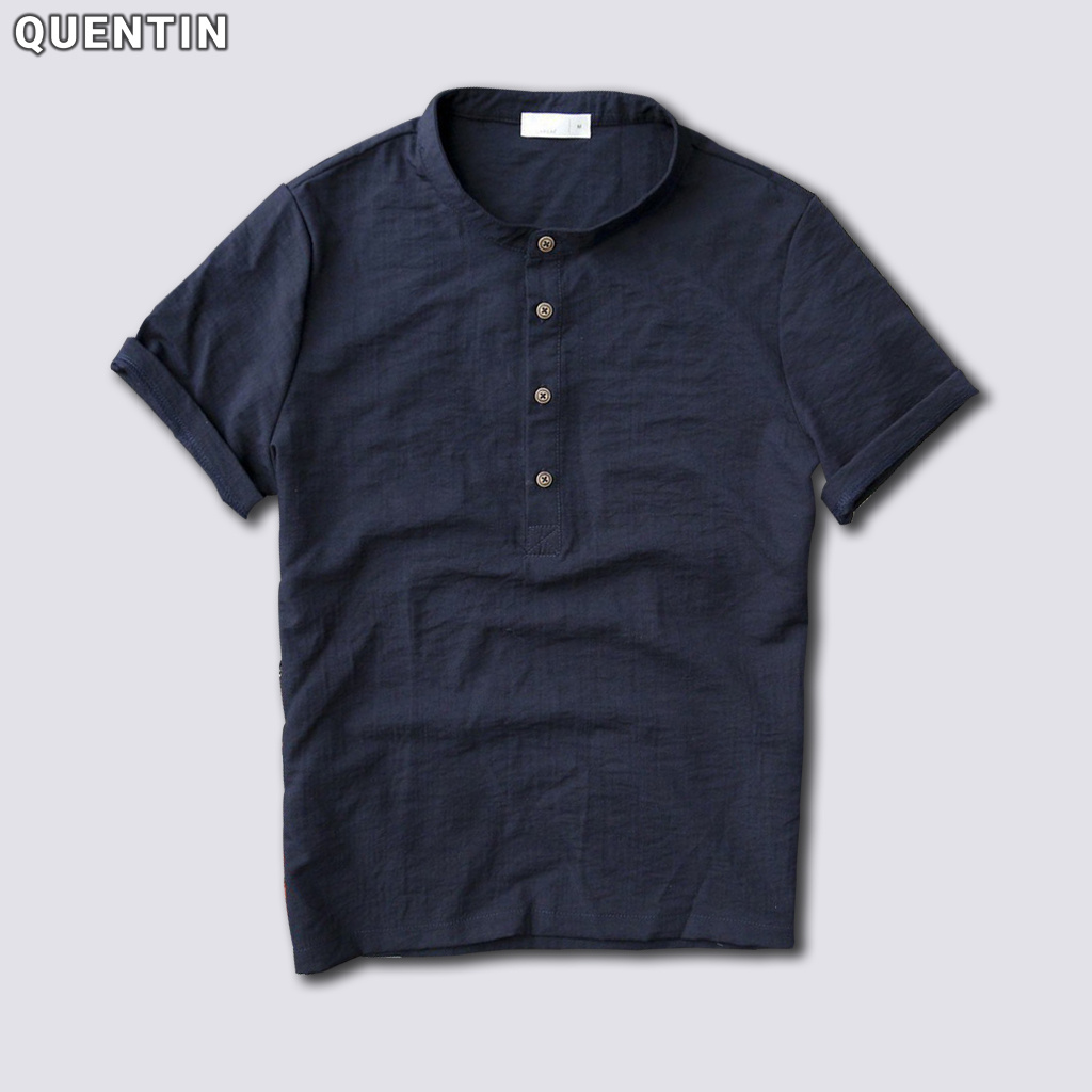Áo sơ mi đũi nam cổ tàu cộc tay kiểu Hàn Quốc Quentin AD63 | BigBuy360 - bigbuy360.vn