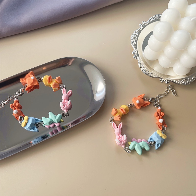 Vòng tay họa tiết thú cưng ba chiều mềm thời trang Harajuku xinh xắn dành cho nữ
