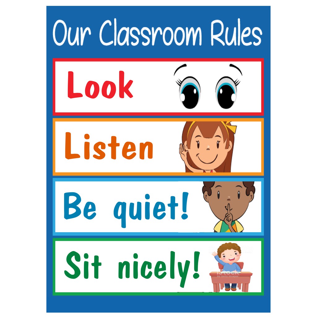 Set 6 tấm trang trí lớp Tiếng Anh A3