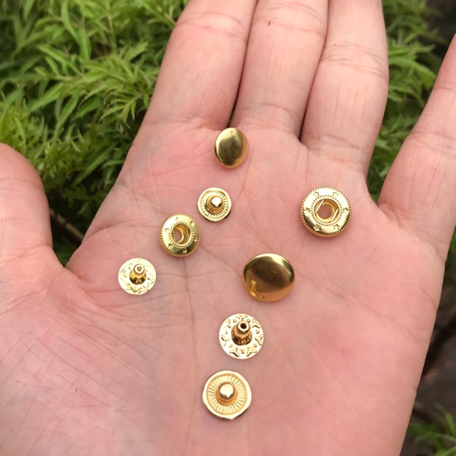 [Mã FASHIONT4WA2 giảm 10K đơn 50K] ( Phụ kiện đồng, inox) 10 bộ Cúc bấm 4 chi tiết màu vàng bằng đồng