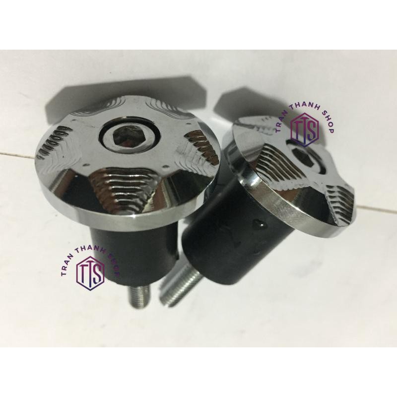 Gù tay lái xe máy INOX CNC - TTS7 ( Trắng ánh kim )