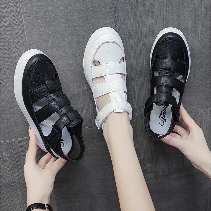 [HOT TREND] Giày sandal bánh mì xăn đan đế bằng 5 phân gladiator cá tính êm chân phong cách Korea S087SD
