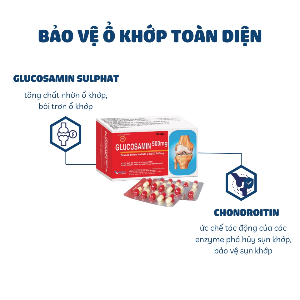 Glucosamin 500  - tái tạo sụn khớp, giúp xương chắc khỏe