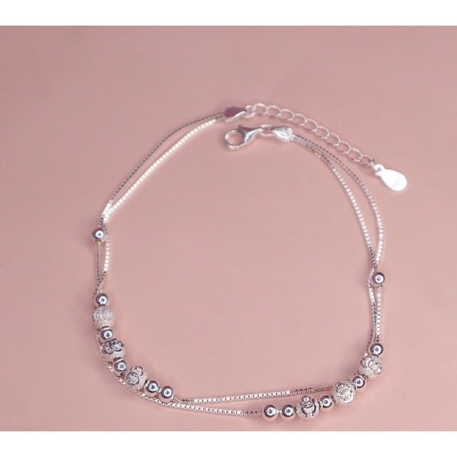 Lắc chân dây kép phối bi cát NGỌC MẬU bi to 6-8li