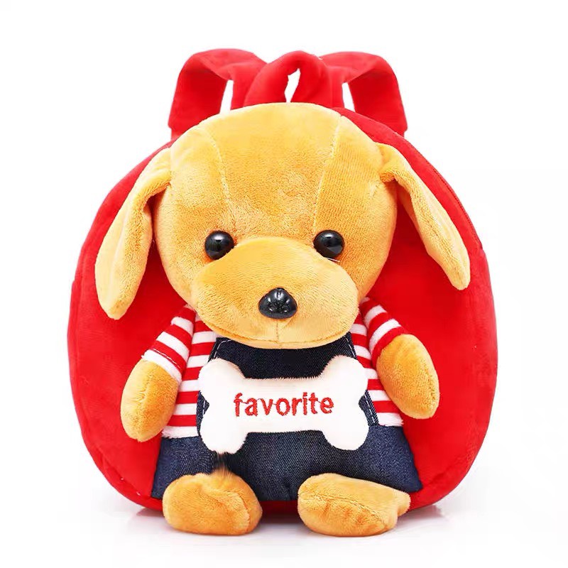 Balo thú bông hình chó con đáng yêu cho bé trai bé gái mẫu giáo mầm non nhà trẻ